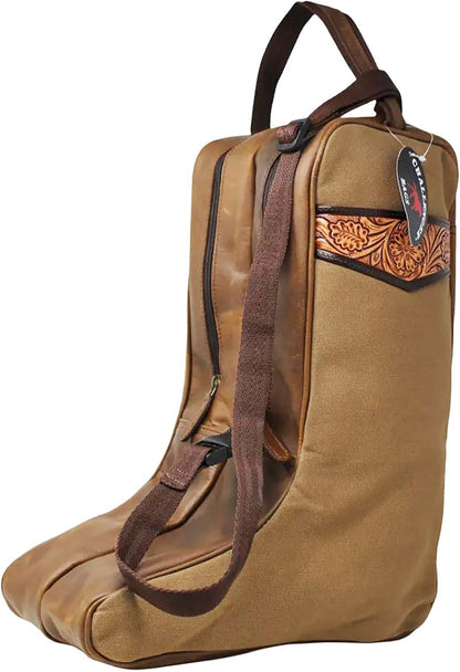 Western Waxed Canvas Leather Travel Carry Storage Boot Bag Waterproof 30SK02