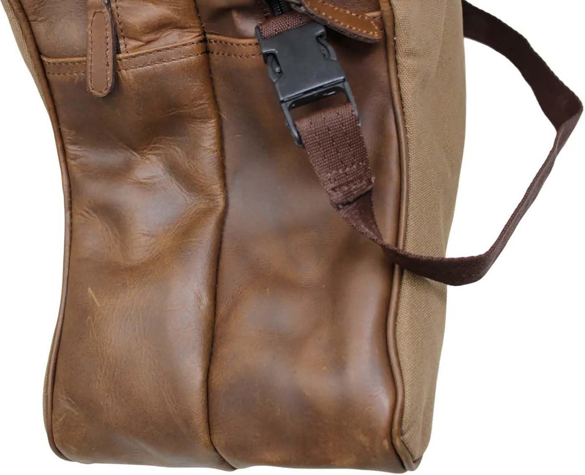 Western Waxed Canvas Leather Travel Carry Storage Boot Bag Waterproof 30SK02