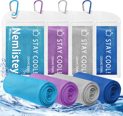 4 Pack Cooling Towels, Soft Breathable Cooling Towels for Neck and Face