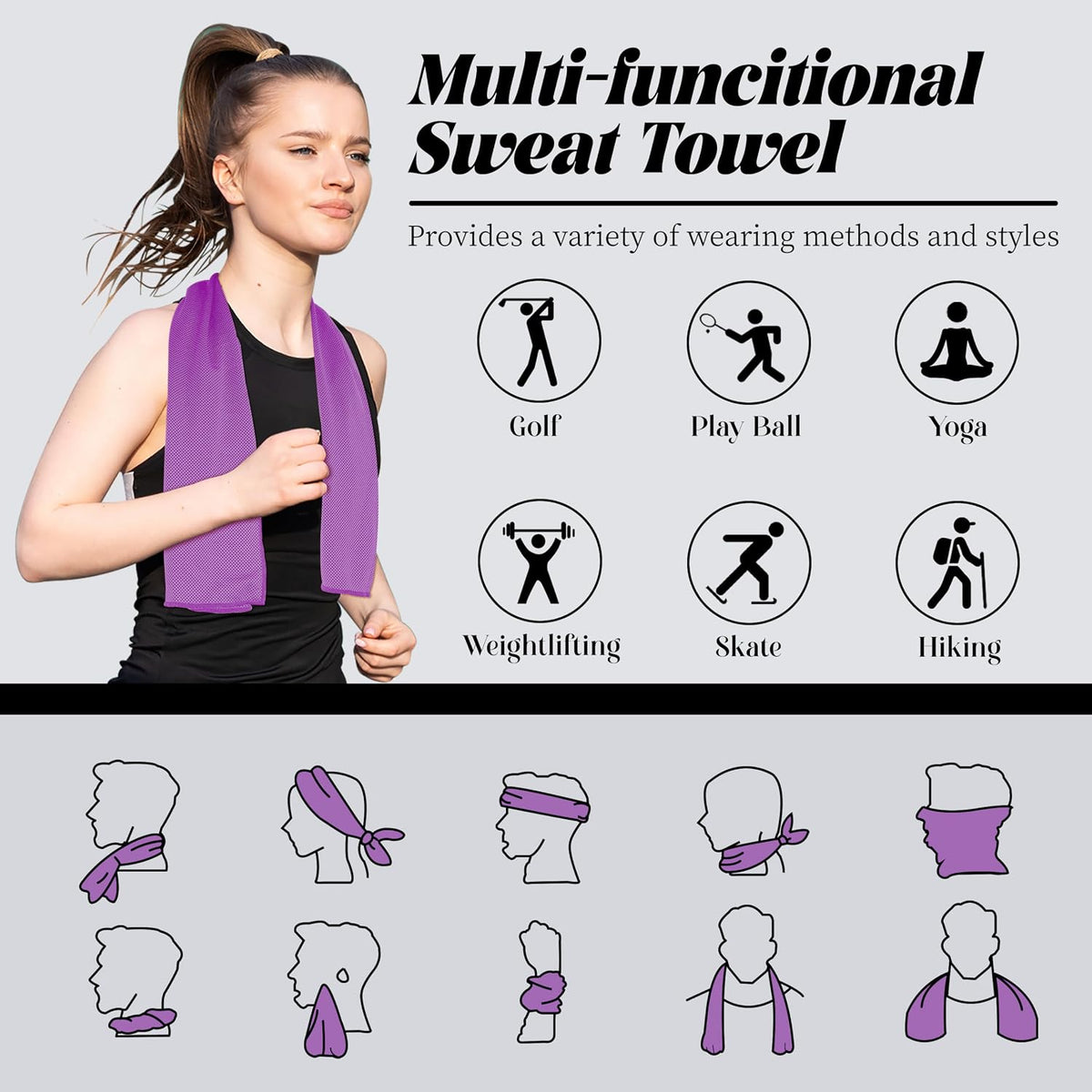4 Pack Cooling Towels, Soft Breathable Cooling Towels for Neck and Face