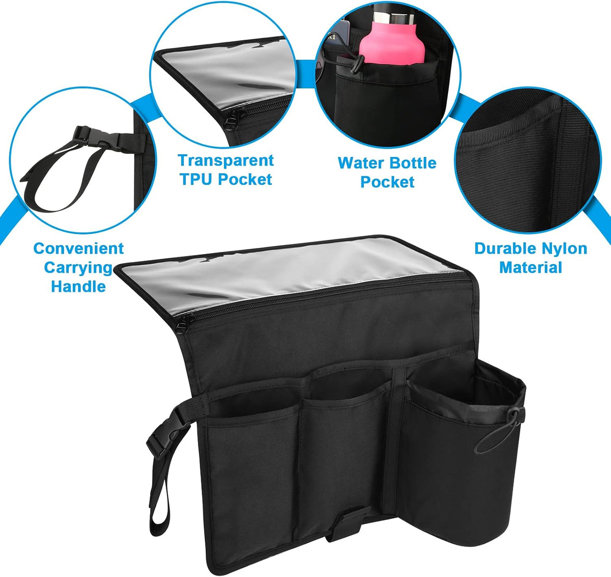 Airplane Seatback Organizer Flight Travel Essentials Seat Back Storage Bag Airline Seat Hanging Pockets for Tablet, Magazines, Phone and Water Bottle | Keep Personal Items Clean & Organized