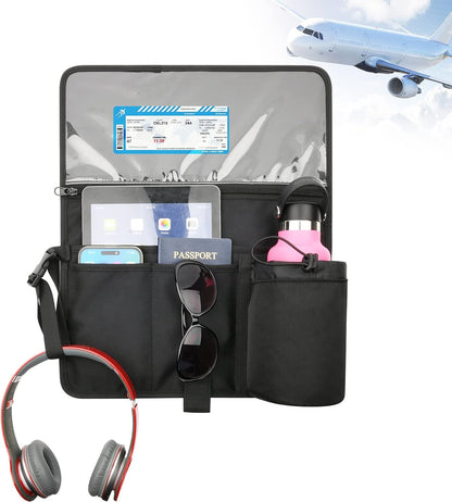 Airplane Seatback Organizer Flight Travel Essentials Seat Back Storage Bag Airline Seat Hanging Pockets for Tablet, Magazines, Phone and Water Bottle | Keep Personal Items Clean & Organized