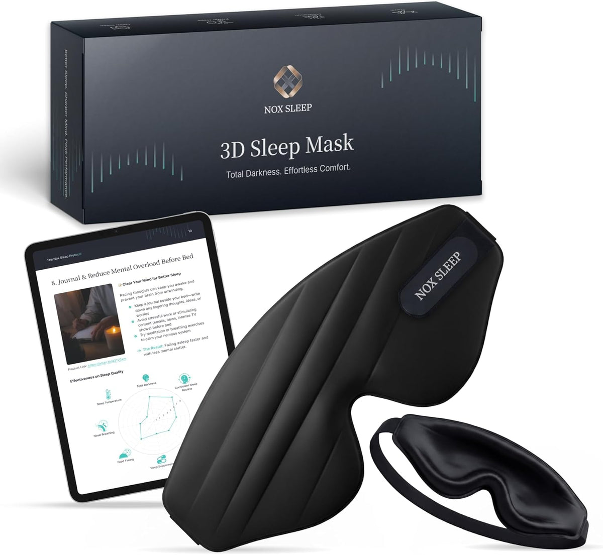 3D Sleep Mask for Men, 100% Blackout Eye Mask for Sleep, Ice Silk Lightweight Sleeping Mask for Side Sleepers, Soft Breathable Blindfold Perfect for Travel & Deep Sleep