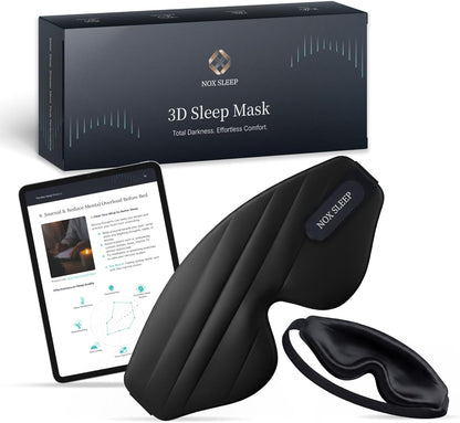 3D Sleep Mask for Men, 100% Blackout Eye Mask for Sleep, Ice Silk Lightweight Sleeping Mask for Side Sleepers, Soft Breathable Blindfold Perfect for Travel & Deep Sleep