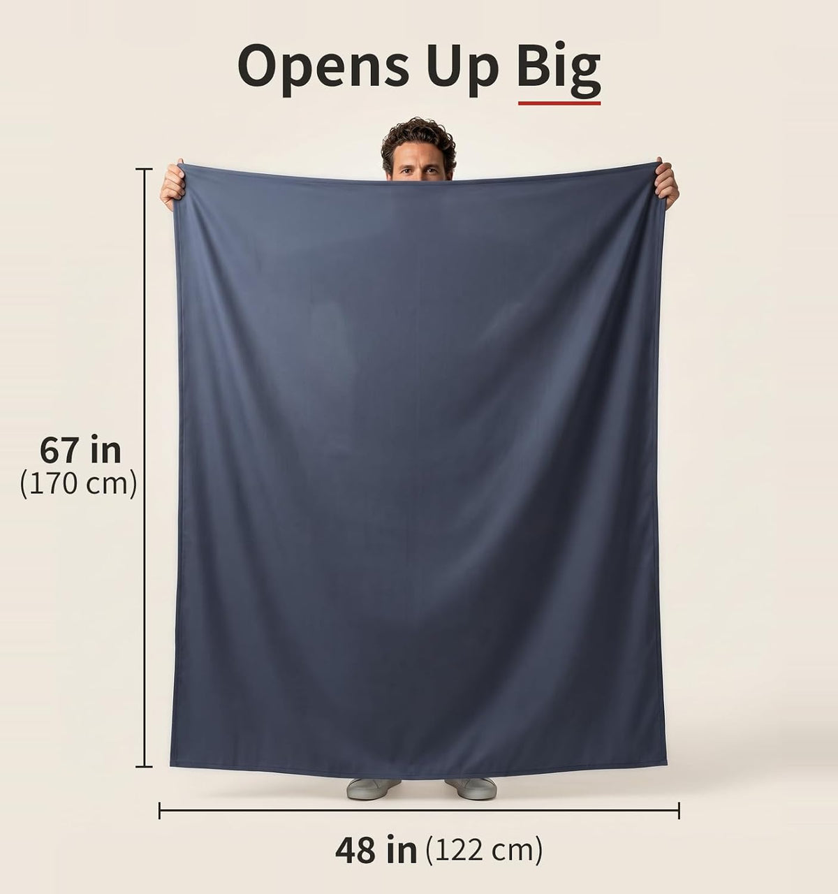 Litume Compact Travel Blanket for Airplane, Velvet, Dark Blue Gray