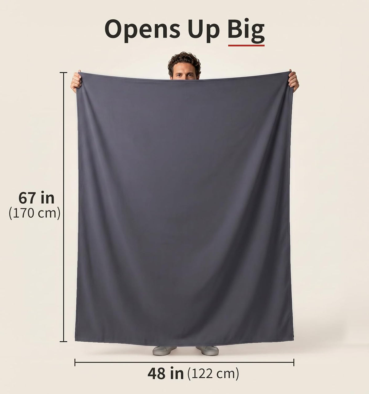 Litume Compact Travel Blanket for Airplane, Velvet, Dark Blue Gray