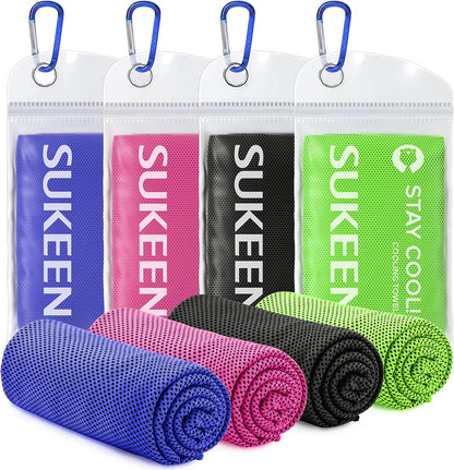 4 Pack Cooling Towels (40"x 12"), Cooling Neck Wraps, Soft Ice Towel