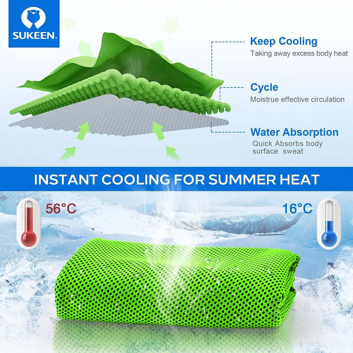 4 Pack Cooling Towels (40"x 12"), Cooling Neck Wraps, Soft Ice Towel