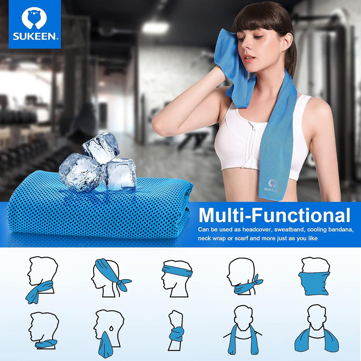 4 Pack Cooling Towels (40"x 12"), Cooling Neck Wraps, Soft Ice Towel