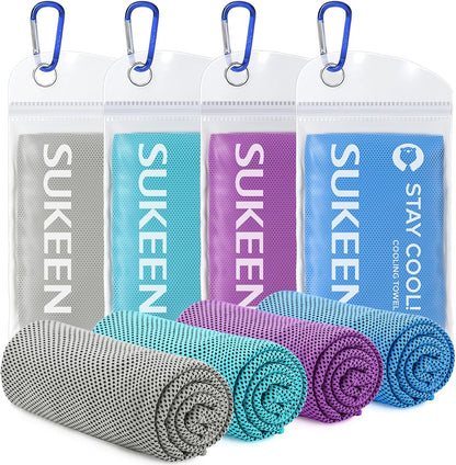 4 Pack Cooling Towels (40"x 12"), Cooling Neck Wraps, Soft Ice Towel