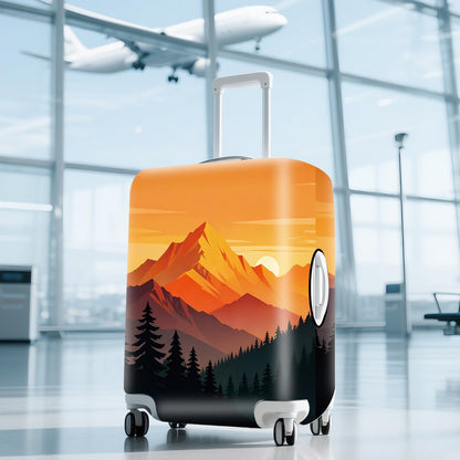 Retro Mountain Landscape Sunset Travel Luggage Cover -Stretchable Airplane Suitcase Protector Sleeve,Universal Washable Fit for 20-22 Inch Checked Baggage,Water Resistant Durable Luggage Protector - Colors A