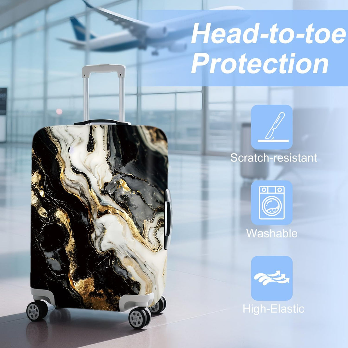 Retro Mountain Landscape Sunset Travel Luggage Cover -Stretchable Airplane Suitcase Protector Sleeve,Universal Washable Fit for 20-22 Inch Checked Baggage,Water Resistant Durable Luggage Protector - Colors A