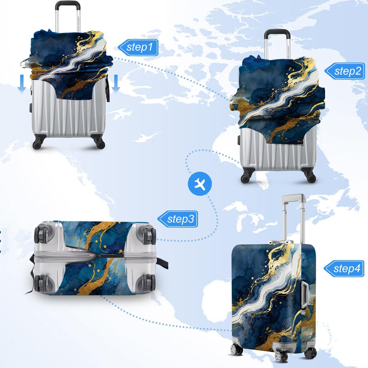 Retro Mountain Landscape Sunset Travel Luggage Cover -Stretchable Airplane Suitcase Protector Sleeve,Universal Washable Fit for 20-22 Inch Checked Baggage,Water Resistant Durable Luggage Protector - Colors A
