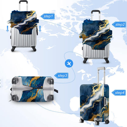 Retro Mountain Landscape Sunset Travel Luggage Cover -Stretchable Airplane Suitcase Protector Sleeve,Universal Washable Fit for 20-22 Inch Checked Baggage,Water Resistant Durable Luggage Protector - Colors A