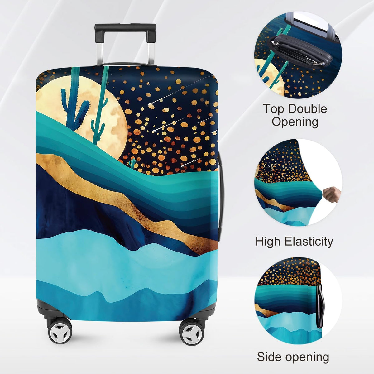 Retro Mountain Landscape Sunset Travel Luggage Cover -Stretchable Airplane Suitcase Protector Sleeve,Universal Washable Fit for 20-22 Inch Checked Baggage,Water Resistant Durable Luggage Protector - Colors A