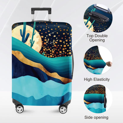 Retro Mountain Landscape Sunset Travel Luggage Cover -Stretchable Airplane Suitcase Protector Sleeve,Universal Washable Fit for 20-22 Inch Checked Baggage,Water Resistant Durable Luggage Protector - Colors A