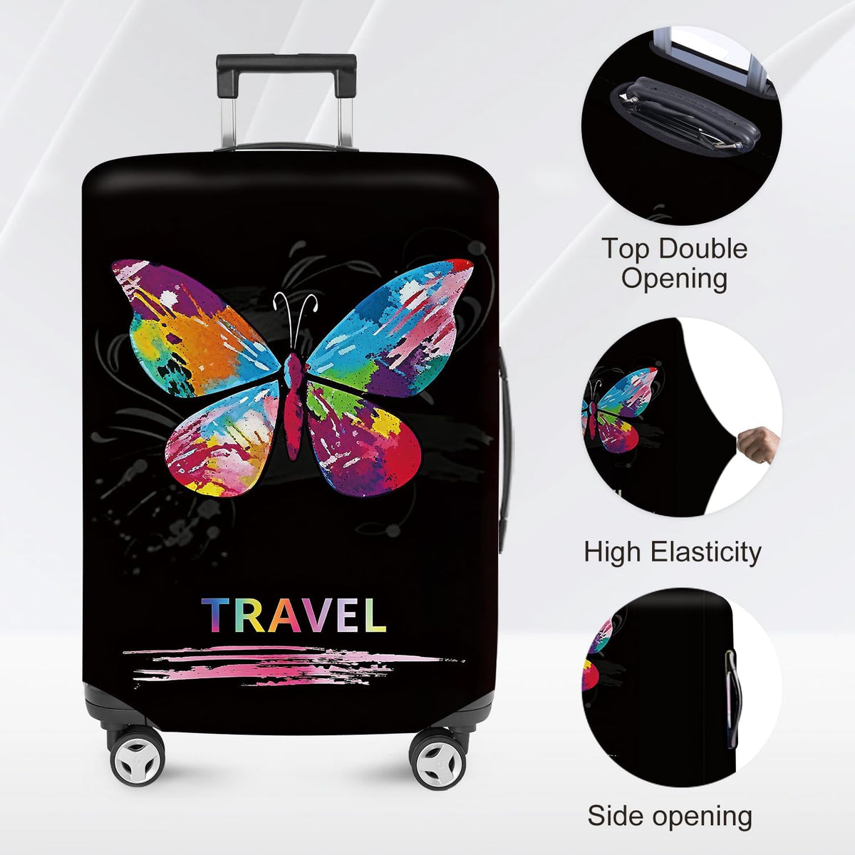 Retro Mountain Landscape Sunset Travel Luggage Cover -Stretchable Airplane Suitcase Protector Sleeve,Universal Washable Fit for 20-22 Inch Checked Baggage,Water Resistant Durable Luggage Protector - Colors A