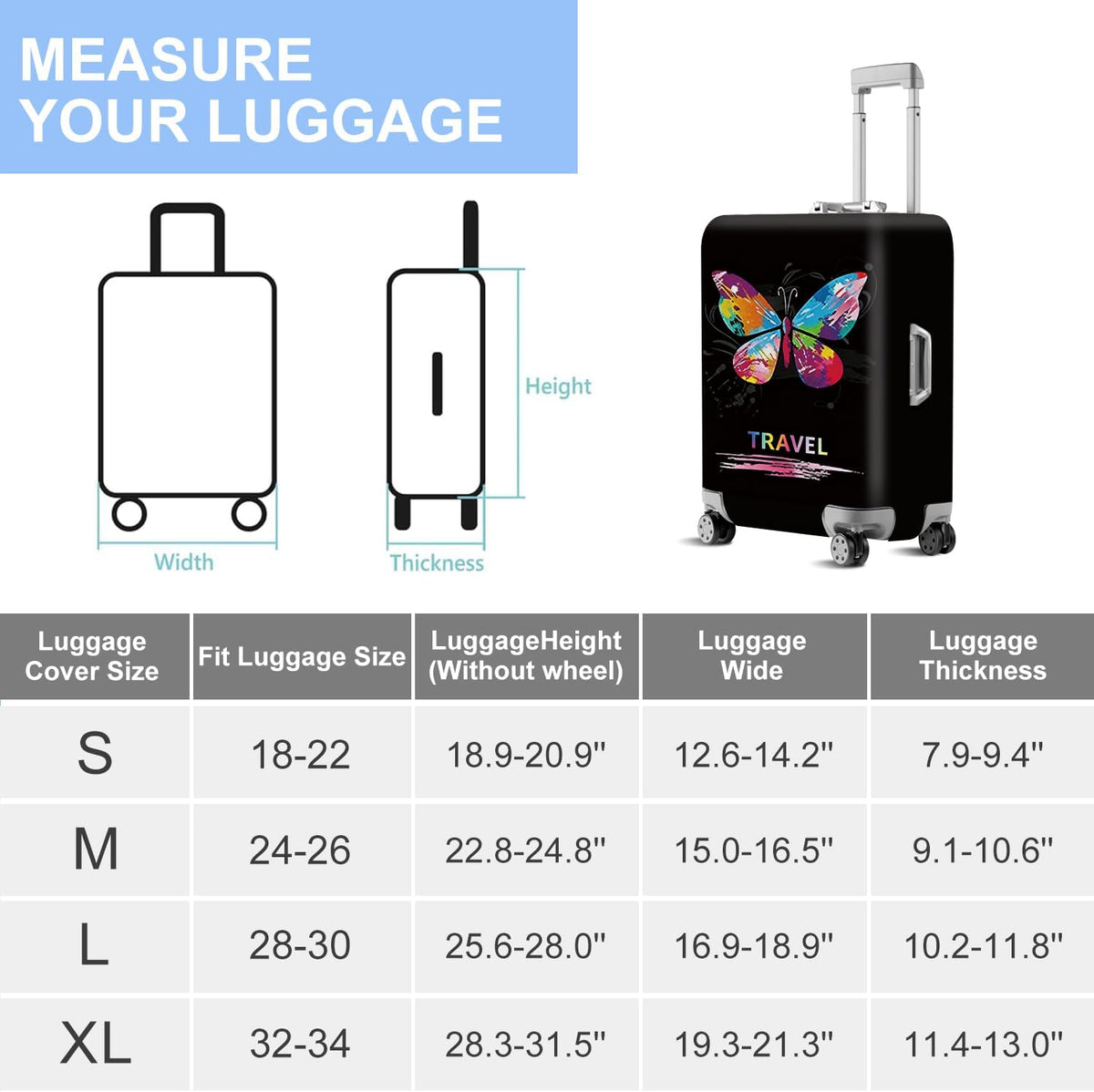 Retro Mountain Landscape Sunset Travel Luggage Cover -Stretchable Airplane Suitcase Protector Sleeve,Universal Washable Fit for 20-22 Inch Checked Baggage,Water Resistant Durable Luggage Protector - Colors A