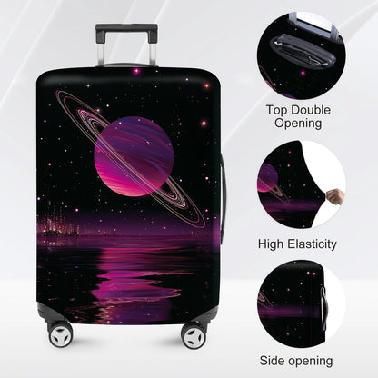 Retro Mountain Landscape Sunset Travel Luggage Cover -Stretchable Airplane Suitcase Protector Sleeve,Universal Washable Fit for 20-22 Inch Checked Baggage,Water Resistant Durable Luggage Protector - Colors A