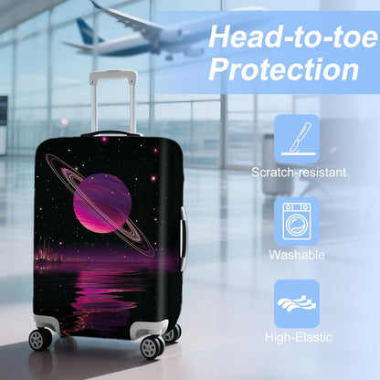 Retro Mountain Landscape Sunset Travel Luggage Cover -Stretchable Airplane Suitcase Protector Sleeve,Universal Washable Fit for 20-22 Inch Checked Baggage,Water Resistant Durable Luggage Protector - Colors A