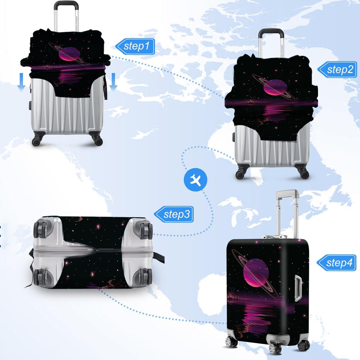 Retro Mountain Landscape Sunset Travel Luggage Cover -Stretchable Airplane Suitcase Protector Sleeve,Universal Washable Fit for 20-22 Inch Checked Baggage,Water Resistant Durable Luggage Protector - Colors A