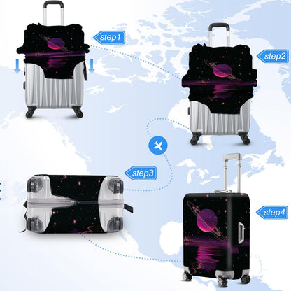 Retro Mountain Landscape Sunset Travel Luggage Cover -Stretchable Airplane Suitcase Protector Sleeve,Universal Washable Fit for 20-22 Inch Checked Baggage,Water Resistant Durable Luggage Protector - Colors A