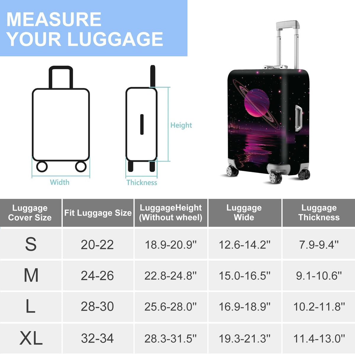 Retro Mountain Landscape Sunset Travel Luggage Cover -Stretchable Airplane Suitcase Protector Sleeve,Universal Washable Fit for 20-22 Inch Checked Baggage,Water Resistant Durable Luggage Protector - Colors A