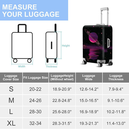 Retro Mountain Landscape Sunset Travel Luggage Cover -Stretchable Airplane Suitcase Protector Sleeve,Universal Washable Fit for 20-22 Inch Checked Baggage,Water Resistant Durable Luggage Protector - Colors A