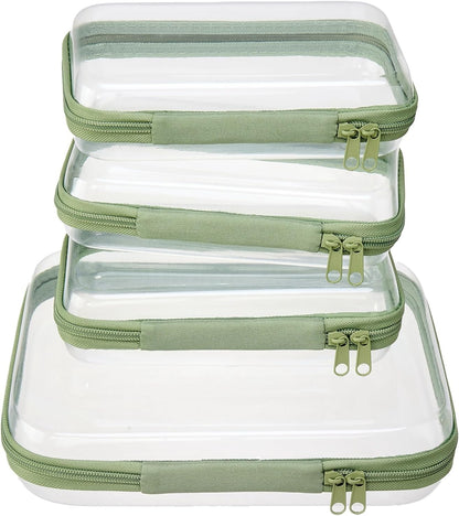 4 pcs Clear Zipper Pouches,Hard Shell Zipper Case,Toiletry Bag for Travel