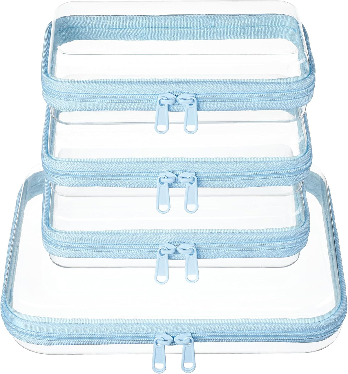 4 pcs Clear Zipper Pouches,Hard Shell Zipper Case,Toiletry Bag for Travel