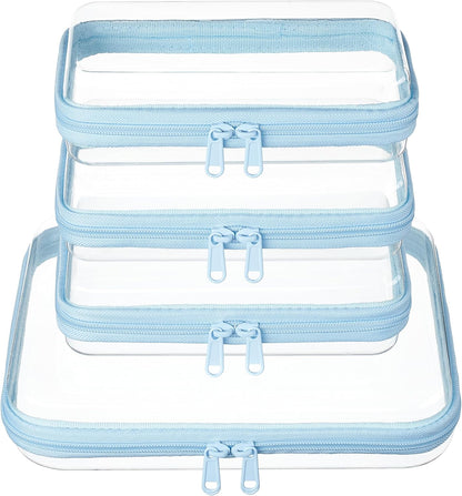 4 pcs Clear Zipper Pouches,Hard Shell Zipper Case,Toiletry Bag for Travel