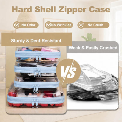 4 pcs Clear Zipper Pouches,Hard Shell Zipper Case,Toiletry Bag for Travel