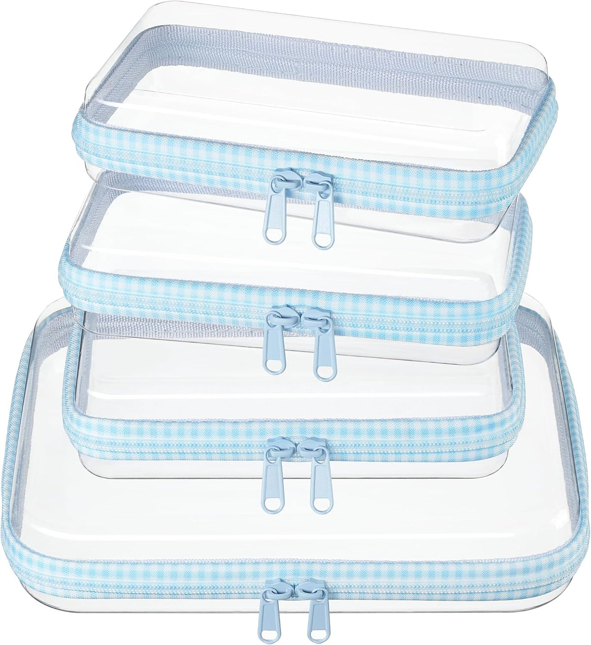 4 pcs Clear Zipper Pouches,Hard Shell Zipper Case,Toiletry Bag for Travel