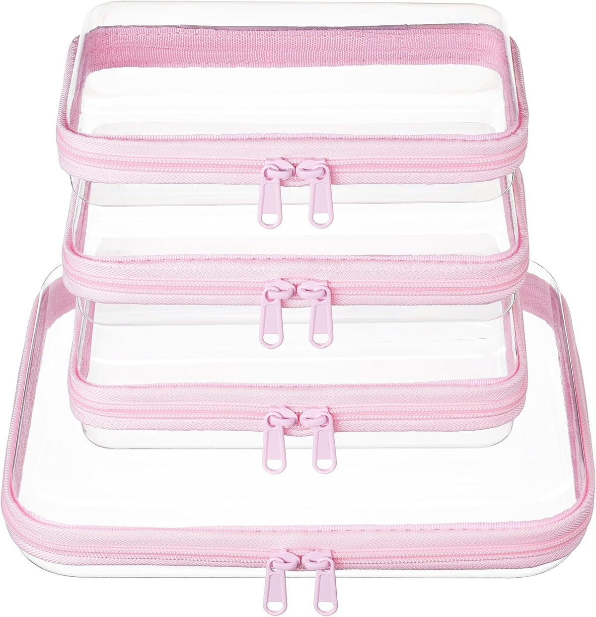 4 pcs Clear Zipper Pouches,Hard Shell Zipper Case,Toiletry Bag for Travel