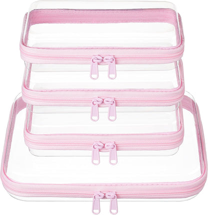 4 pcs Clear Zipper Pouches,Hard Shell Zipper Case,Toiletry Bag for Travel