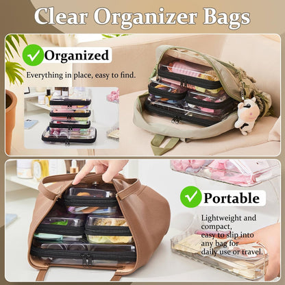 4 pcs Clear Zipper Pouches,Hard Shell Zipper Case,Toiletry Bag for Travel