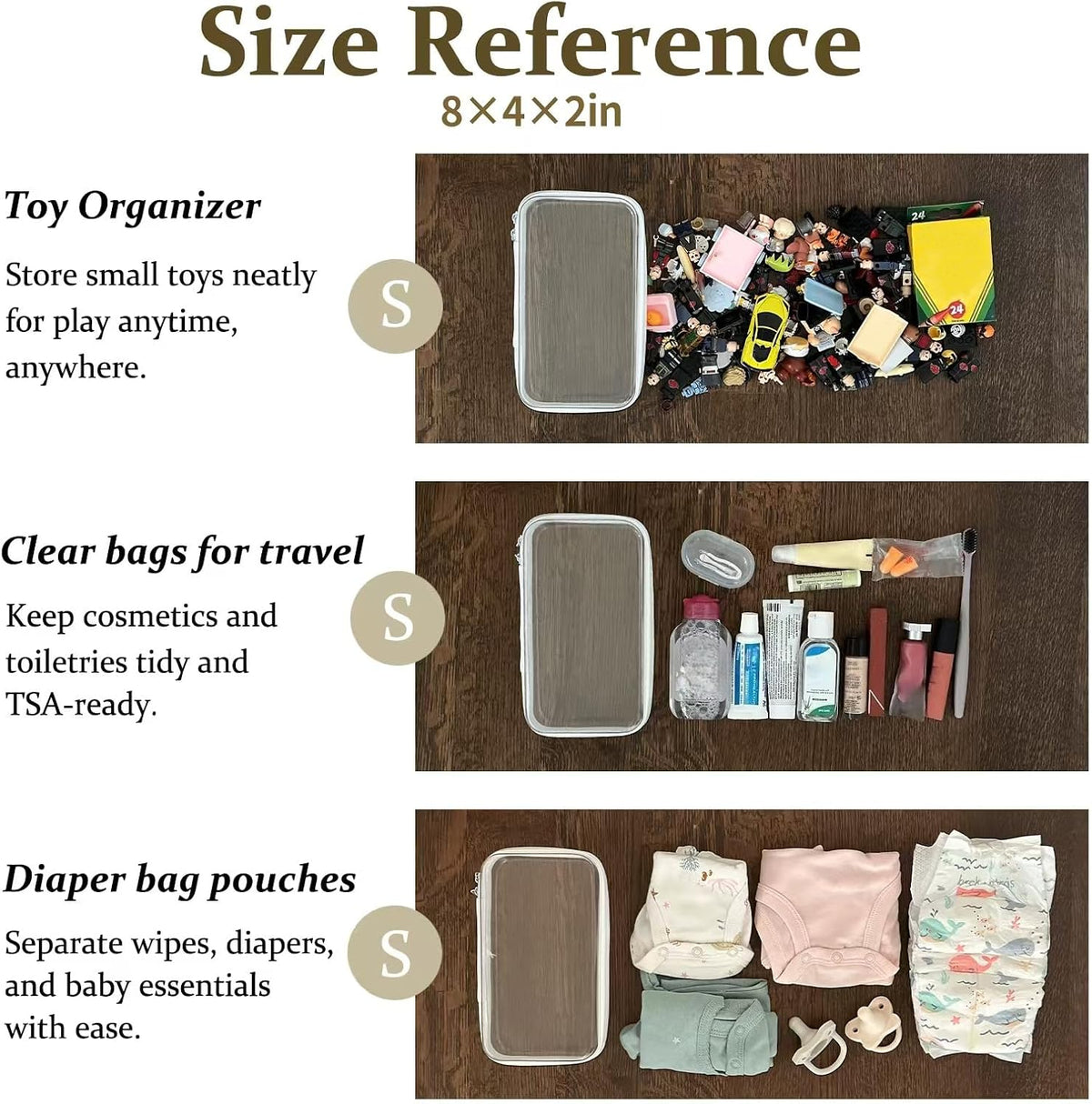4 pcs Clear Zipper Pouches,Hard Shell Zipper Case,Toiletry Bag for Travel