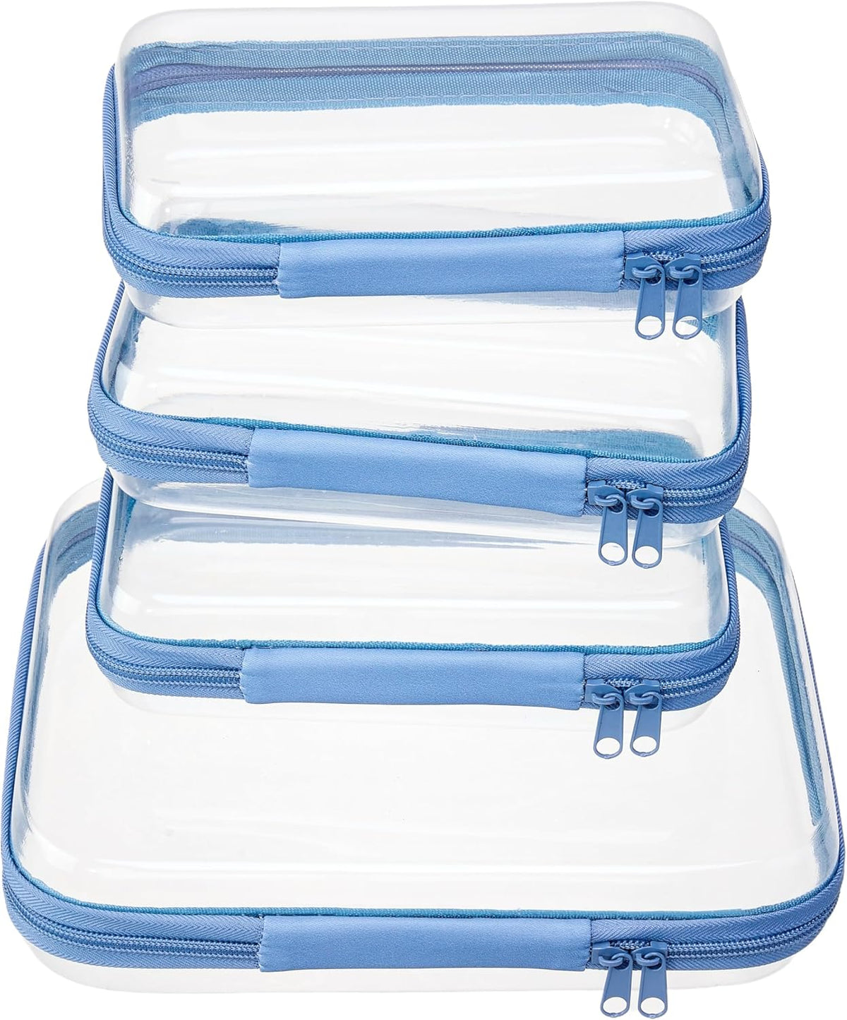 4 pcs Clear Zipper Pouches,Hard Shell Zipper Case,Toiletry Bag for Travel