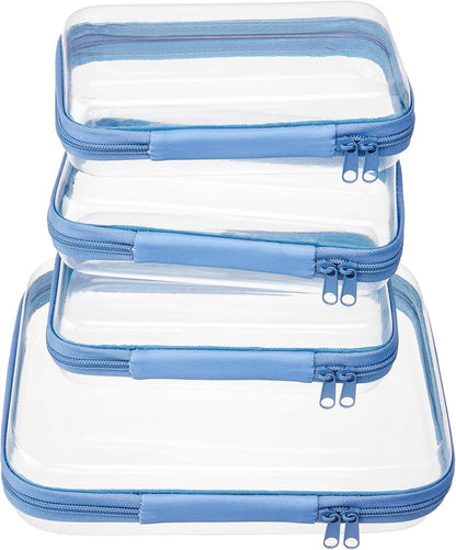 4 pcs Clear Zipper Pouches,Hard Shell Zipper Case,Toiletry Bag for Travel