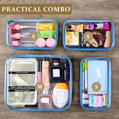 4 pcs Clear Zipper Pouches,Hard Shell Zipper Case,Toiletry Bag for Travel