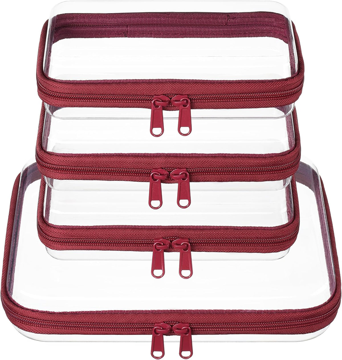 4 pcs Clear Zipper Pouches,Hard Shell Zipper Case,Toiletry Bag for Travel