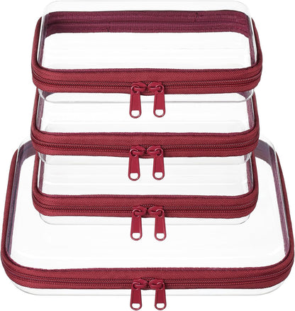 4 pcs Clear Zipper Pouches,Hard Shell Zipper Case,Toiletry Bag for Travel