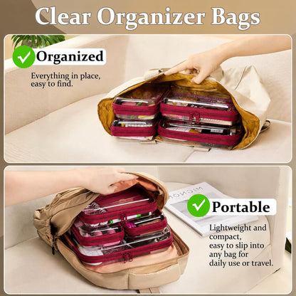 4 pcs Clear Zipper Pouches,Hard Shell Zipper Case,Toiletry Bag for Travel