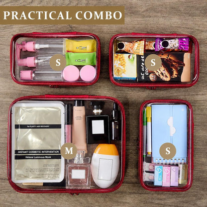4 pcs Clear Zipper Pouches,Hard Shell Zipper Case,Toiletry Bag for Travel