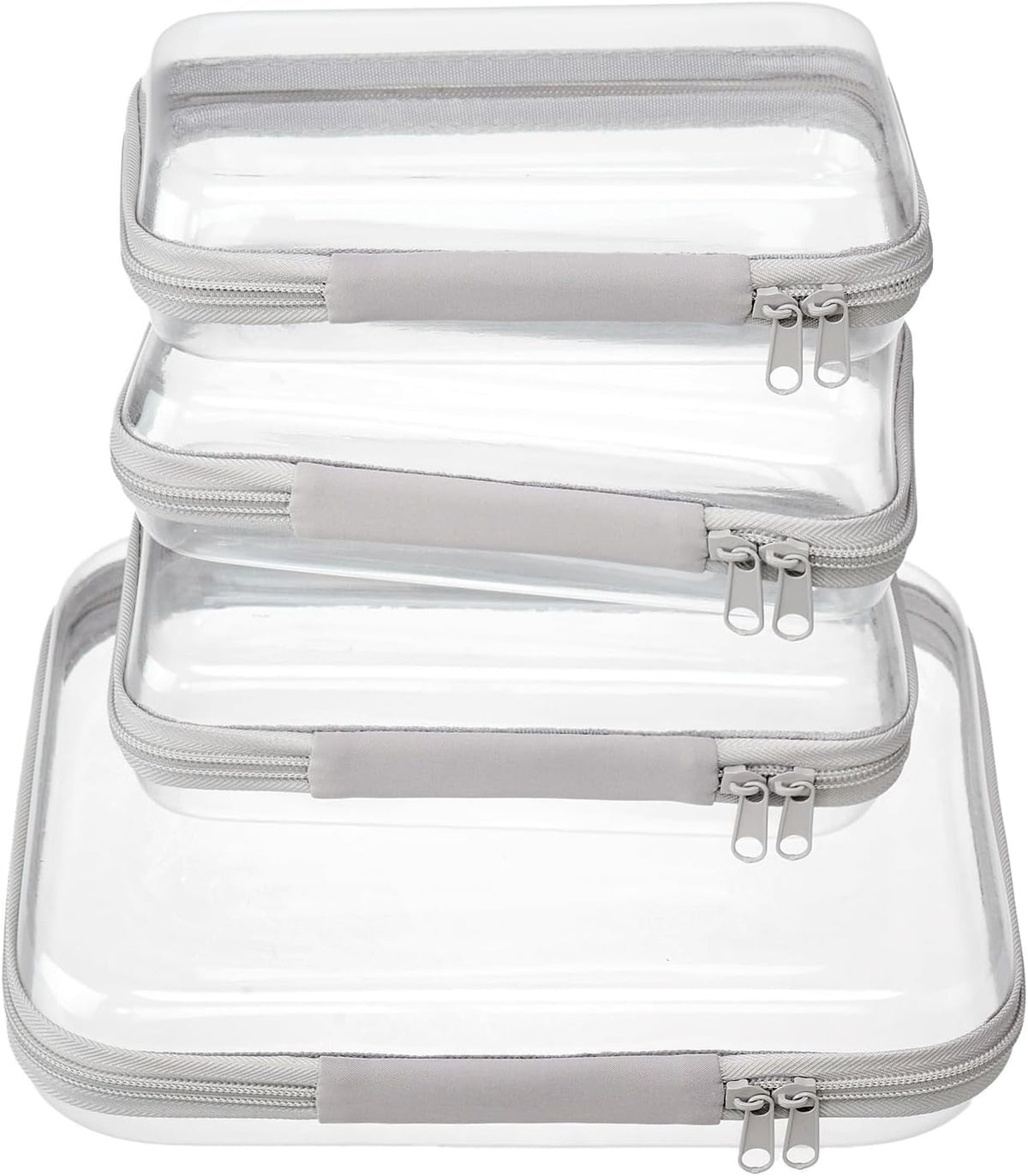 4 pcs Clear Zipper Pouches,Hard Shell Zipper Case,Toiletry Bag for Travel