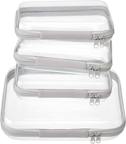 4 pcs Clear Zipper Pouches,Hard Shell Zipper Case,Toiletry Bag for Travel