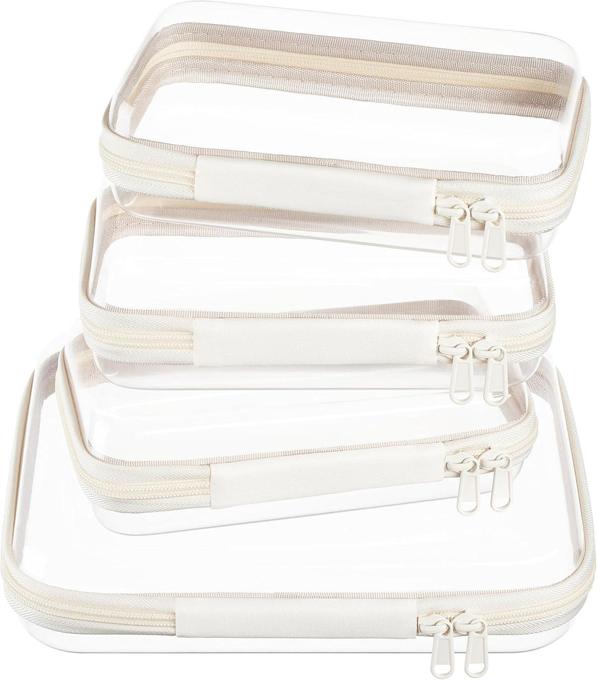 4 pcs Clear Zipper Pouches,Hard Shell Zipper Case,Toiletry Bag for Travel