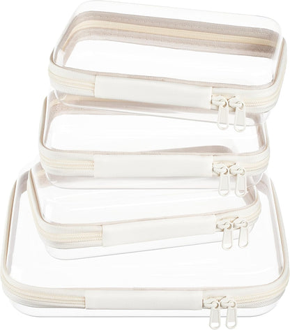 4 pcs Clear Zipper Pouches,Hard Shell Zipper Case,Toiletry Bag for Travel