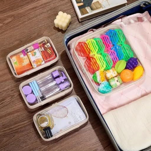 4 pcs Clear Zipper Pouches,Hard Shell Zipper Case,Toiletry Bag for Travel