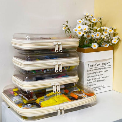4 pcs Clear Zipper Pouches,Hard Shell Zipper Case,Toiletry Bag for Travel